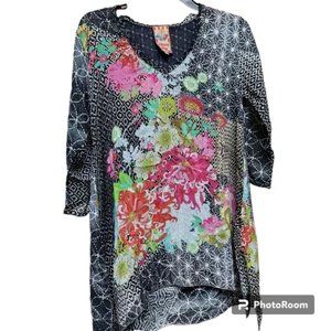 Johnny Was Size XS Cupra Rayon Tunic Boho Hippie Designer